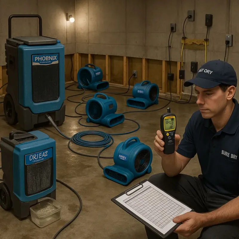 Structural Drying and Dehumidification process in Wallingford, CT